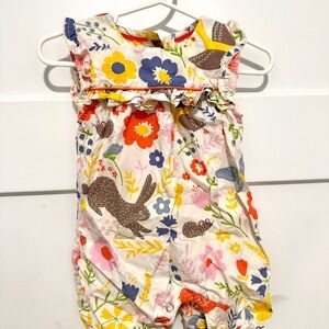 Baby Boden floral & bunnies & birds Print Romper